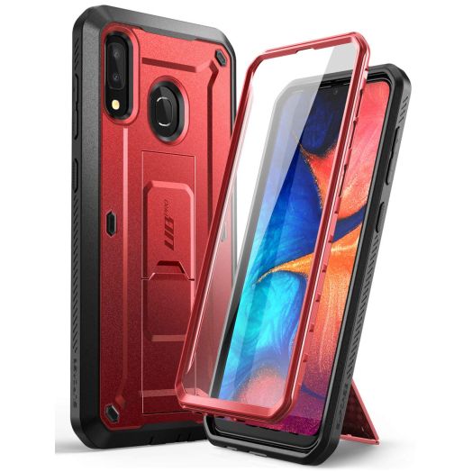 SUPCASE for Samsung Galaxy A20/A30 Case with Screen Protector (Unicorn Beetle Pro), [Built-in Stand & Belt Clip] Heavy Duty Full-Body Rugged Shockproof Protective Phone Case for Galaxy A20/A30, Red