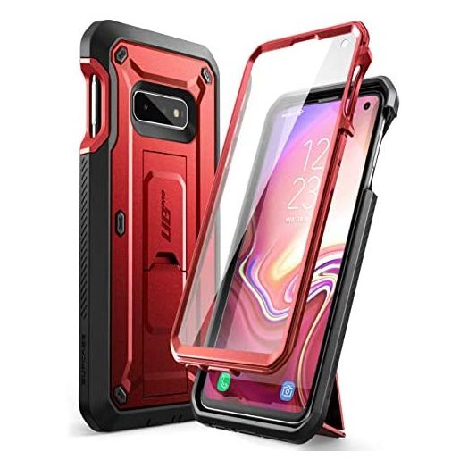 SUPCASE Unicorn Beetle Pro Series Designed for Samsung Galaxy S10e Case (2019 Release) Full-Body Dual Layer Rugged with Holster & Kickstand with Built-in Screen Protector (MetallicRed)