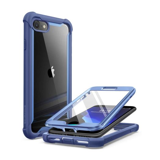 i-Blason Ares Case for iPhone SE 2022 (3rd Gen), [Built-in Screen Protector] Dual Layer Rugged Clear Bumper Case for iPhone SE 2022/ iPhone SE 2020/ iPhone 8/ iPhone 7 (Blue)
