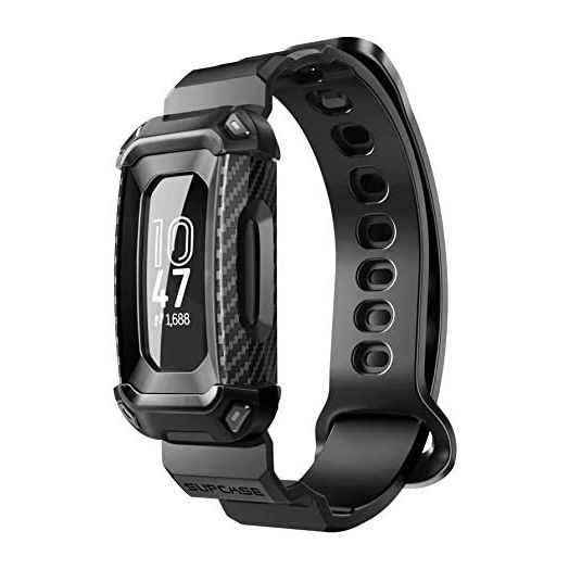 SUPCASE Unicorn Beetle Pro Series Design for Fitbit Inspire 2, Replacement Bands with Built-in Rugged Protective Case (Black)
