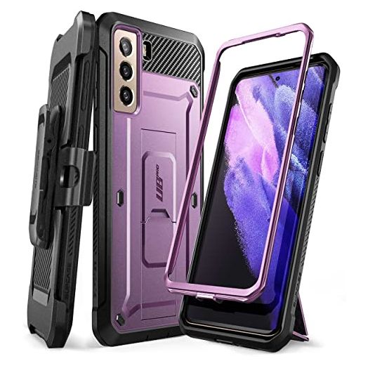 SUPCASE for Samsung Galaxy S21 5G Case with Satnd (Unicorn Beetle Pro), [Built-in Belt Clip] Heavy Duty Shockproof Protective Phone Case Without Built-in Screen Protector for Galaxy S21, Violte