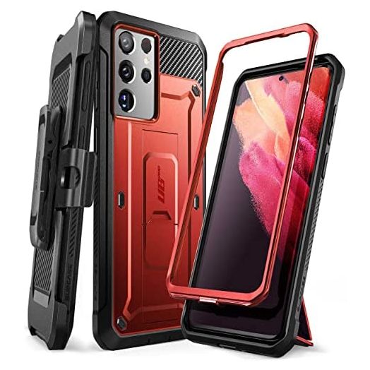 SUPCASE Unicorn Beetle Pro Series Case Designed for Samsung Galaxy S21 Ultra 5G (2021 Release), Full-Body Dual Layer Rugged Holster & Kickstand Case Without Built-in Screen Protector (Ruddy)