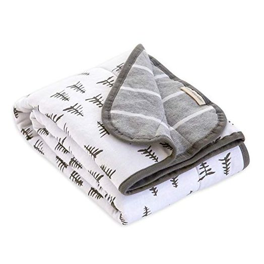 BURT'S BEES BABY - Reversible Blanket, Nursery, Stroller & Tummy-Time Organic Jersey Cotton Quilted Infant & Toddler