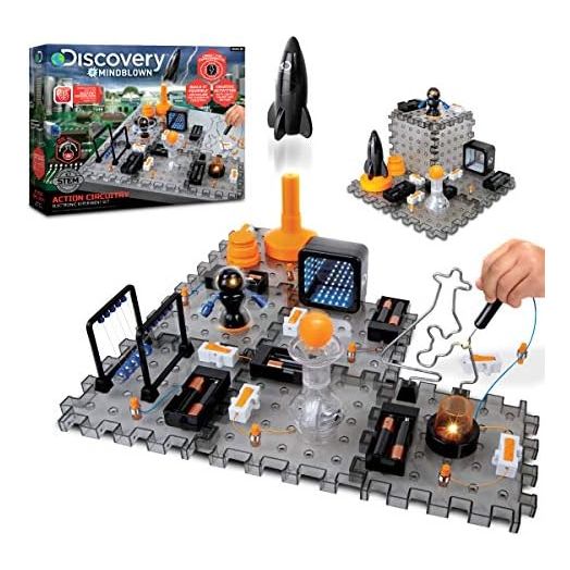 Discovery #MINDBLOWN Action Circuitry Electronic Experiment STEM Set, Build-it-Yourself Engineering Toy Kit, Explore the Science of Lights, Sounds & Motion, 6 Experiments, Great Gift for Kids Ages 8 +