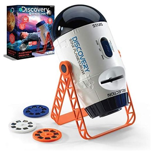 Discovery #MINDBLOWN 2-in-1 Reversible Planetarium Space Projector, 24 Images, 360-Degree Rotation, Moving Stars and Stationary Modes, Displays Planets Nebula Stars Constellations, Kids Astronomy Toy