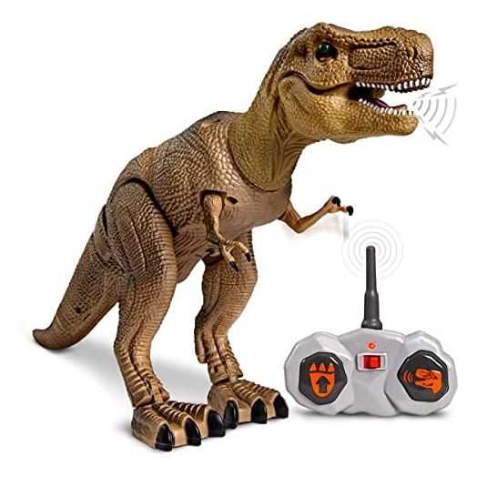 Discovery Kids Remote Control RC T Rex Dinosaur Electronic Toy Action Figure Moving & Walking Robot w/ Roaring Sounds & Chomping Mouth, Realistic Plastic Model, Boys & Girls 6 Years Old+