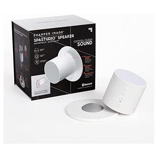 Sharper Image Spastudio Shower Speaker Waterproof + Bluetooth, Magnetic Mount, IPX7 Waterproofing with Premium Sound Quality, USB-C Rechargeable Battery, Compatible with SpaStudio Shower Caddy Line