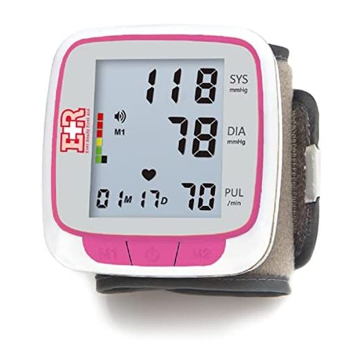 Ever Ready First Aid Fully Automatic Blood Pressure Wrist Cuff Watch Wearable Monitor - Pink- Batteries Included