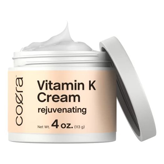 Vitamin K Cream 4 oz | Premium Formula for Bruises, Spider Veins, Dark Circles, Broken Capillaries, Eyes, and Face | Paraben and SLS Free | by Coera