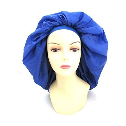 Dream Super Jumbo Night & Day Cap - Blue, Satin, fabric, elastic band, cotton, holds hair in place, large, extra large, one size fits all, sleep cap, comfortable, soft material