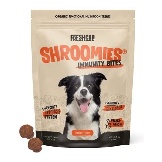 Shroomies - Organic Mushroom Complex for Dogs - Turkey Tail, Lions Mane - DHA, EPA, Turmeric and Kelp - 180 Soft Chews - Immunity, Cognitive Support and Joint Health