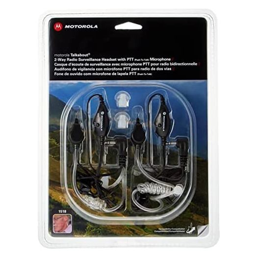 Motorola 1518 Surveillance Headset with PTT Mic, Black, White