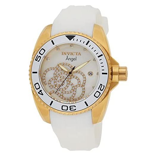 Invicta Women's 0488 Angel Gold-Tone Watch with White Silicone Band
