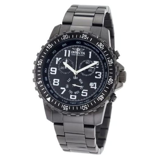 Invicta Men's 1328 Chronograph Black Dial Two-Tone Stainless-Steel Watch