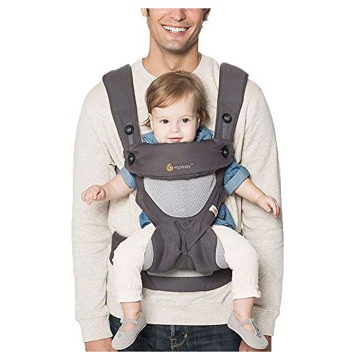 Ergobaby 360 All-Position Baby Carrier with Lumbar Support (12-45 Pounds), Carbon Grey, Cool Air Mesh