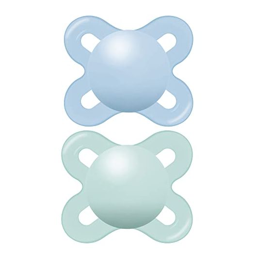 MAM Original Start Matte Newborn Baby Pacifier, Best Pacifier for Breastfed Babies, Sterilizer Case, Boy, 0-3 (Pack of 2)