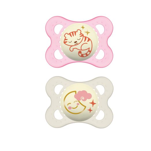 MAM Night Pacifier, 0-6 Months, Girl, 2 Pack
