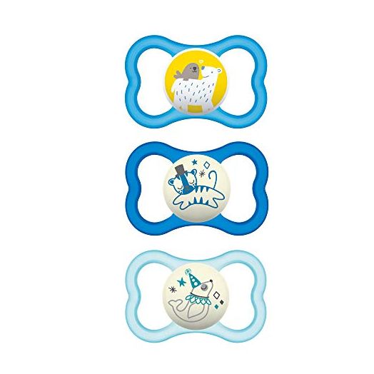 MAM Air Night & Day Baby Pacifier, For Sensitive Skin, Glows in the Dark, 3 Pack, 6-16 Months, Boy