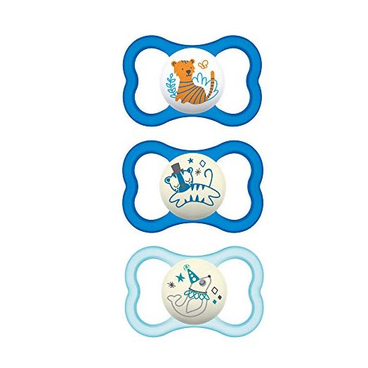 MAM Air Day & Night Baby Pacifier, for Sensitive Skin, Glows in The Dark, 3 Pack, 16+ Months, Boy