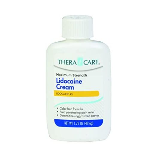 Thera|Care Maximum Strength Lidocaine Cream | Numbs Away Pain | Long-Lasting Relief | Non-Greasy | 1.75 Oz