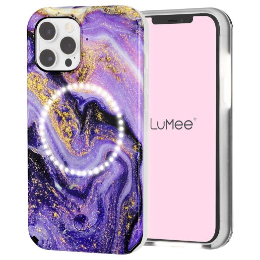 Case-Mate LuMee Halo Light Up Selfie Case for iPhone 12 Pro Max (5G) - Front & Rear Illumination - 6.7 Inch - Purple Marble