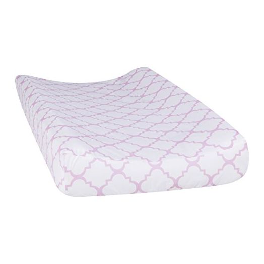 Trend Lab Orchid Bloom Quatrefoil Changing Pad Cover, Purple