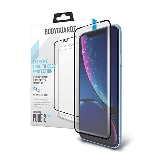 BodyGuardz - Pure 2 Edge Glass Screen Protector for Apple iPhone Xr, Ultra-Thin Edge-to-Edge Tempered Glass Screen Protection for Apple iPhone Xr - CASE Friendly, Clear