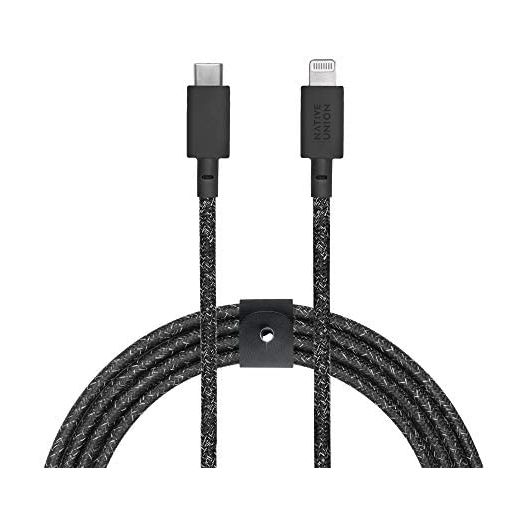 NATIVE UNION Belt Cable USB-C to Lightning - 10ft Ultra-Strong Reinforced Cable [MFi Certified] for iPhone 14, Phone 14 Plus, iPhone 14 Pro, iPhone 14 Pro Max, iPhone 13 and Earlier (Cosmos)