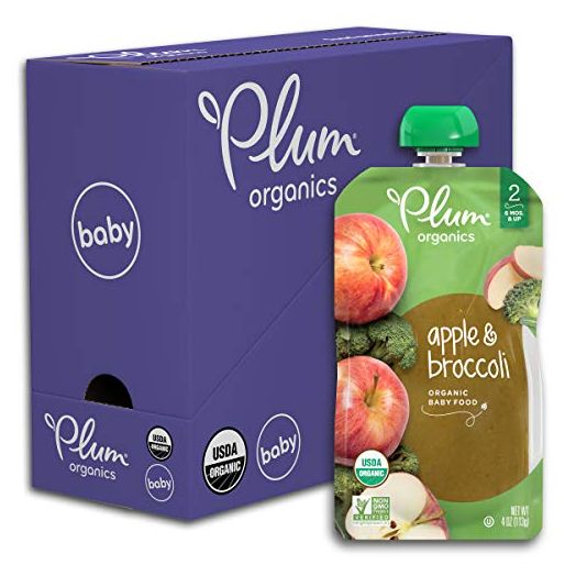 Plum Organics Stage 2 Organic Baby Food, Apple & Broccoli, 4 Ounce Pouch (Pack of 6)