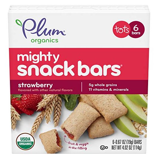 Plum Organics Mighty Snack Bars for Toddlers, Strawberry Fruit Snack Bar, 6 Count (Pack of 8)