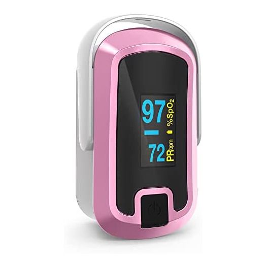 mibest OLED Finger Pulse Oximeter, O2 Meter, Dual Color White/Pink