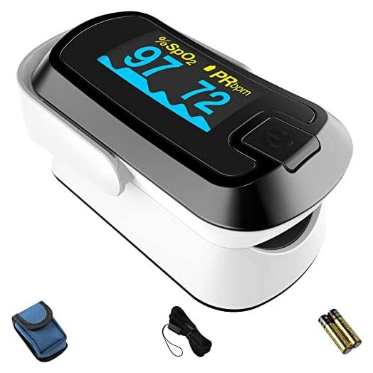 mibest OLED Finger Pulse Oximeter, O2 Meter, Dual Color White/Black
