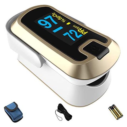 mibest OLED Finger Pulse Oximeter, O2 Meter, Dual Color White/Luxury Gold
