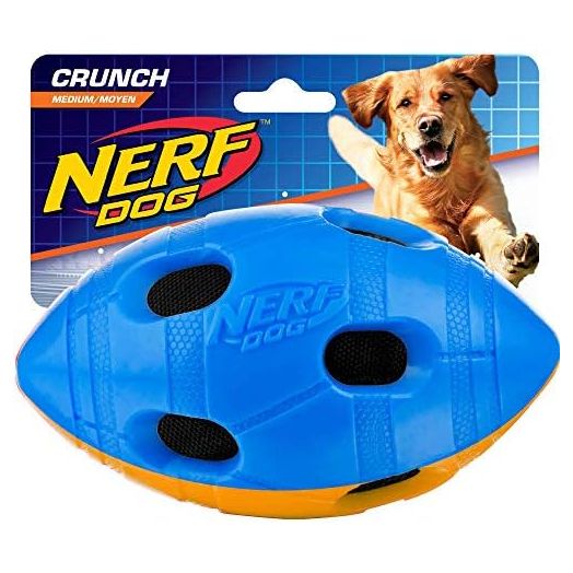 Nerf Dog 6in TPR Bash Crunch Football - Blue/Orange
