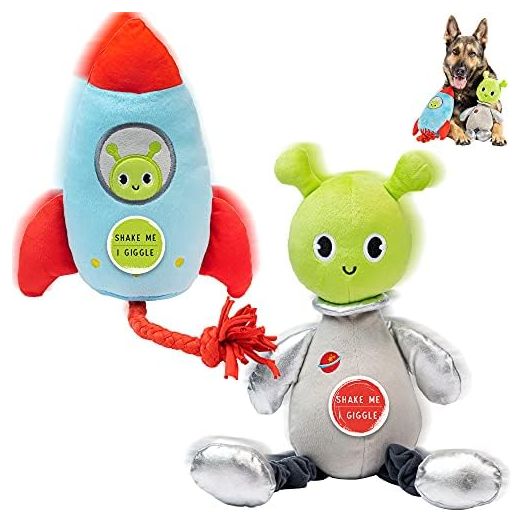 Pet Craft Supply Jiggle Giggle Dog Toys Funny Cute Giggling Sound Wiggly Shaking Tug Fetch Soft Chew Cuddle Plush Rope Interactive Big Dog Toy for Medium to Large Breeds Multipack Boredom Relief