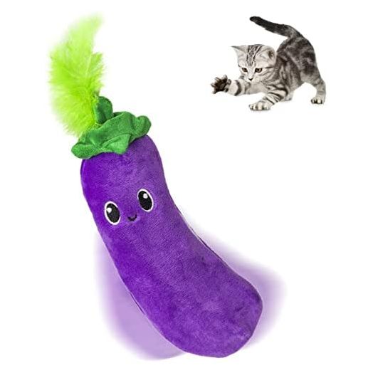 Pet Craft Supply Flipper Flopper Interactive Electric Realistic Flopping Wiggling Moving Fish Potent Catnip and Silvervine Cat Toy Poppin' Eggplant, All Breed Sizes