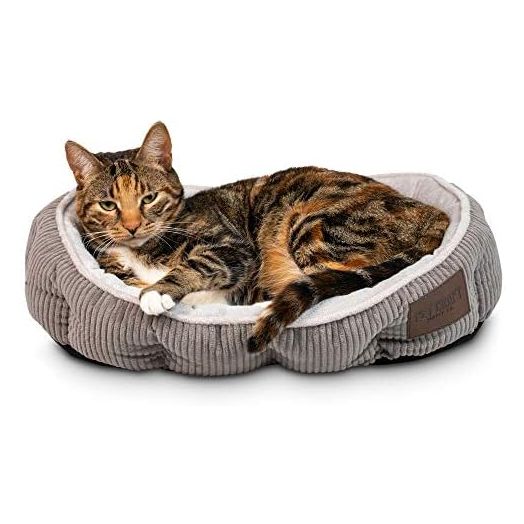 Pet Craft Supply Cat Bed for Indoor Cats - Kitten Bed - Machine Washable - Ultra Soft - Self Warming - Refillable Catnip Pouch,Grey,19x14x5 Inch (Pack of 1)