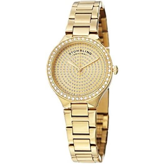 Stuhrling Original Women's 683.03 Symphony Swiss Quartz Crystal Dial Gold Watch