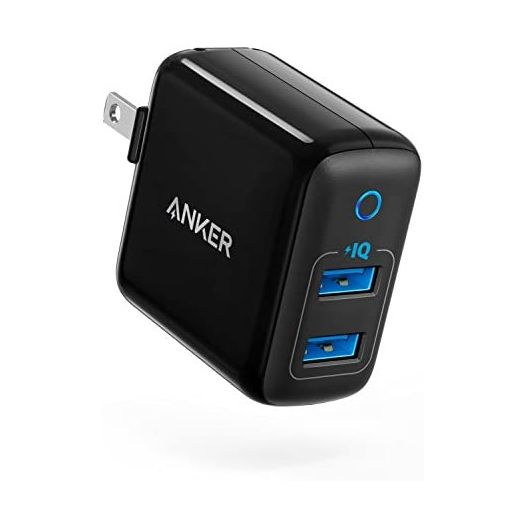 Anker Dual USB Wall Charger, PowerPort II 24W, Ultra-Compact Travel Charger with PowerIQ Technology and Foldable Plug, for iPhone XS/Max/XR/X/8/7/6/Plus, iPad Pro/Air 2/mini 4, Galaxy S9/S8/+ and More