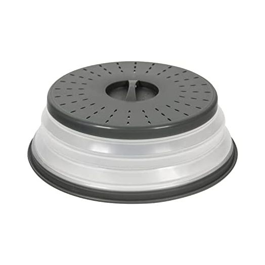 Tovolo - 81-31531 Vented Collapsible Microwave Splatter Proof Food Plate Cover With Easy Grip Handle Dishwasher-Safe, BPA-Free Silicone & Plastic, 10.5" Round, 10.5 inch, Charcoal