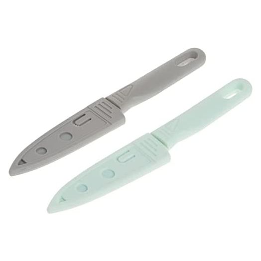 Tovolo Set of 2 - 8" Paring Knives with BONUS Protective Blade Covers! Great for Cutting Dicing & Slicing Tomatoes, Fruits, Meat & More, Mint & Cool Gray