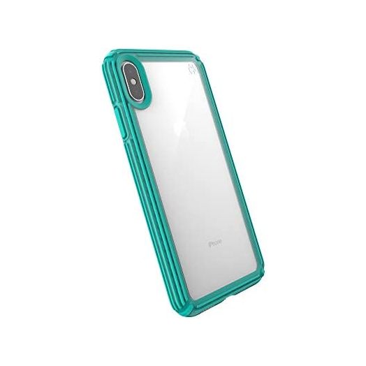 Speck Products Presidio V-Grip iPhone Xs Max Case, Clear/Caribbean Blue