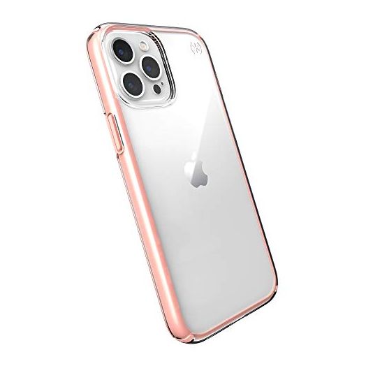 Speck Products Presidio Perfect-Clear Impact Geo iPhone iPhone 12 Pro Max Case, Clear/Rosy Pink