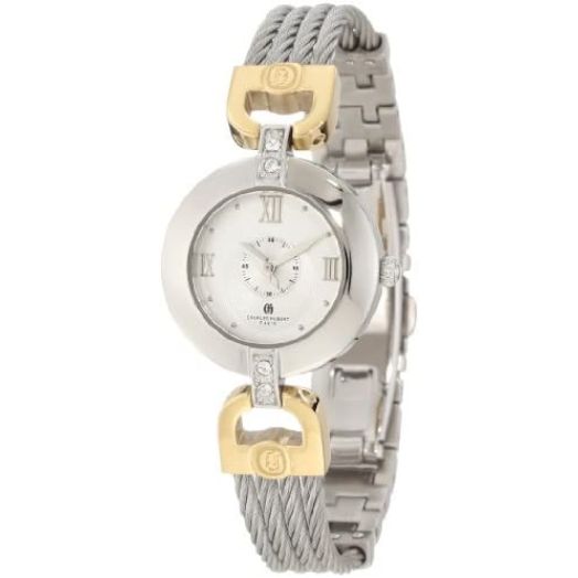 Charles-Hubert, Paris Women's 6809-T Premium Collection Two-Tone Stainless Steel Wire Bangle Watch