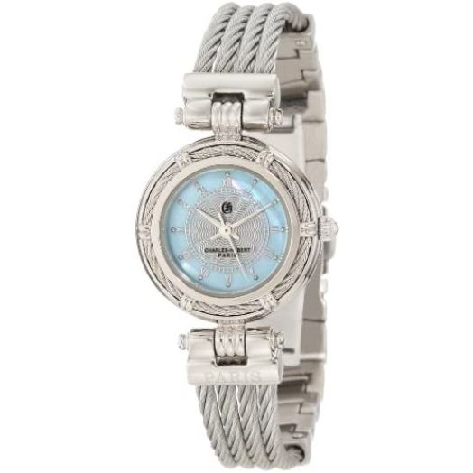 Charles-Hubert, Paris Women's 6779-W Premium Collection Chrome Finish Brass Case with Stainless Steel Wire Bangle Watch