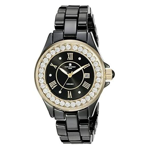 Charles-Hubert, Paris Women's 6903-B Premium Collection Analog Display Japanese Quartz Black Watch