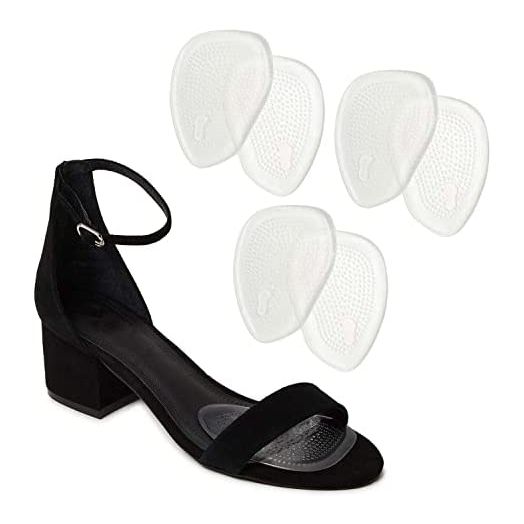 Foot Petals Women's Gel 3 Pr Ball of Foot Cushions, Metatarsal Pad, Lasting Comfort Relief, Prevent Toe Sliding, Overhang, Heels, One Size