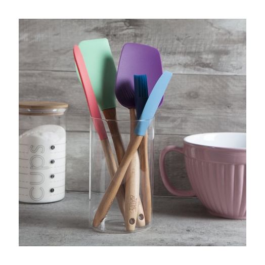 Thyme & Table 5 Piece Silicone and Beechwood Cooking Tool Set