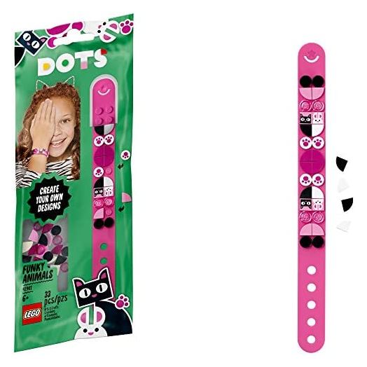 LEGO DOTS Funky Animals Bracelet 41901 DIY Craft Bracelet Making Kit, A Fun Craft kit for Kids who Like Making Creative Jewelry, That Also Makes a Great Holiday or Birthday Gift (33 Pieces)
