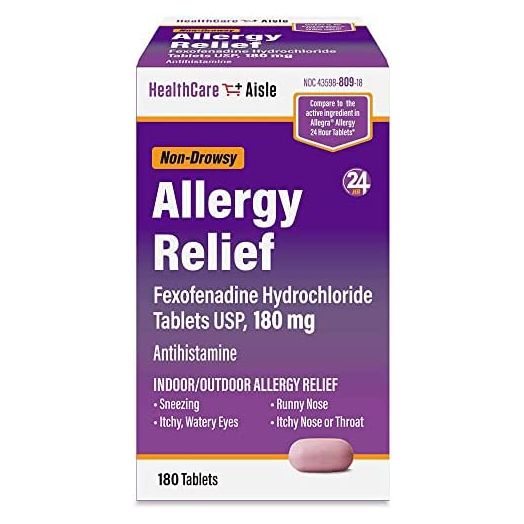 HealthCareAisle Allergy Relief - Fexofenadine Hydrochloride Tablets USP, 180 mg – 180 Tablets – Allergy Medication, Non-Drowsy 24-Hour Allergy Relief